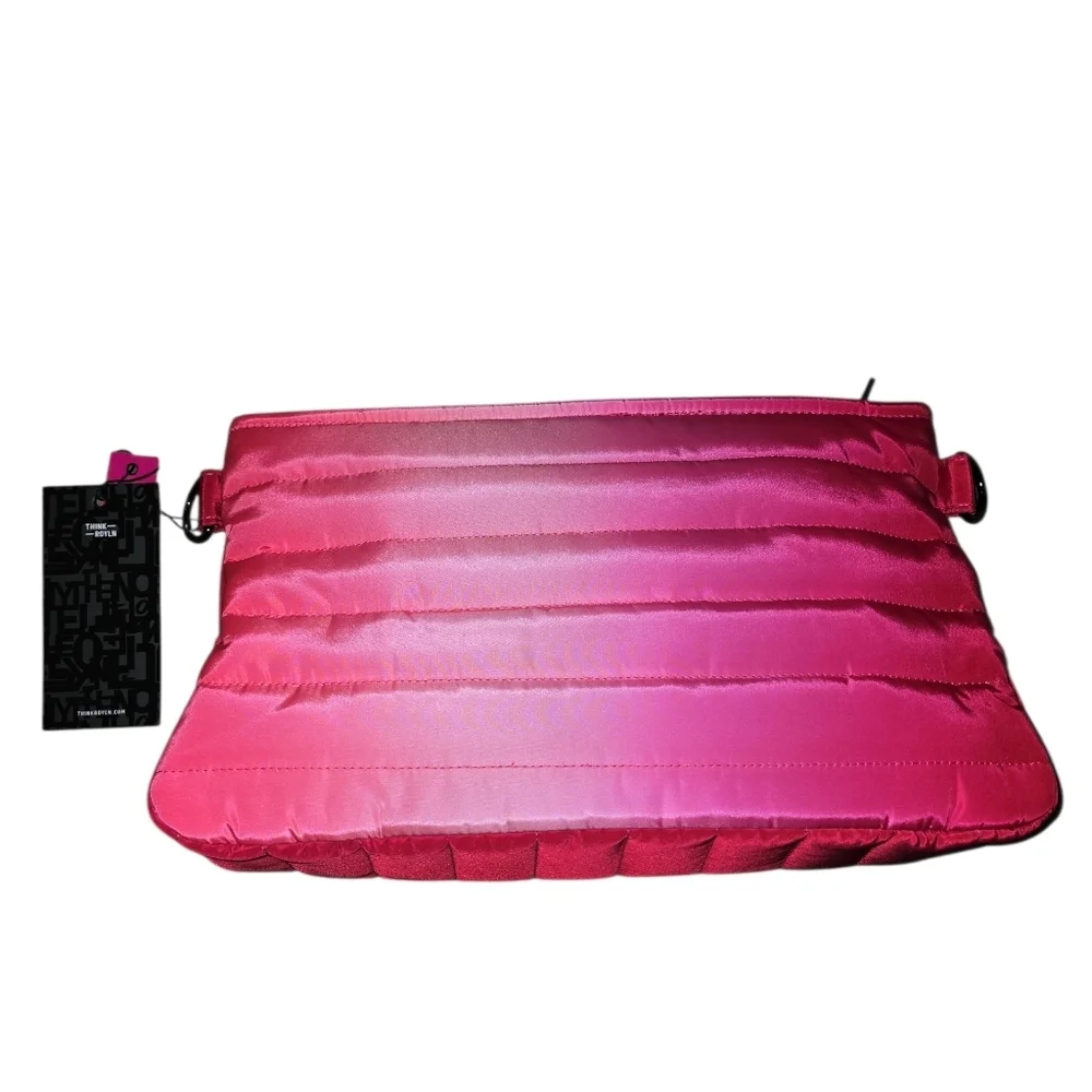 THINK ROYLN Bright Pink Quilted Wristlet Clutch With Strap, NWT!!!